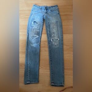 American Eagle Outfitters Medium Blue Distressed Jeggings